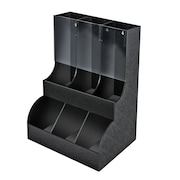 Azar Displays Black 6 Compartment 2-tiered Condiment Organizer W/ Clear Front 400323